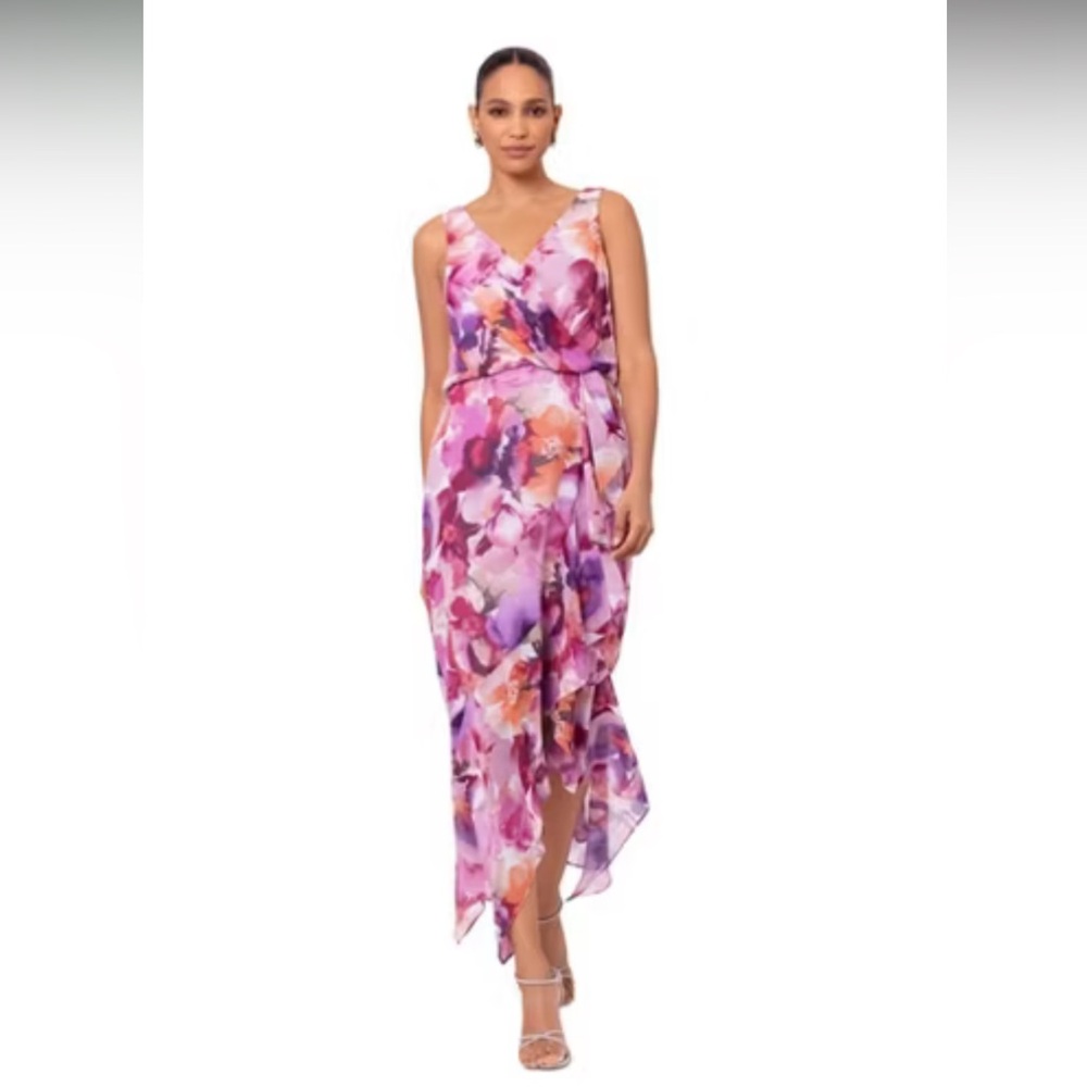 Xscape Pink and Purple High Low Dress